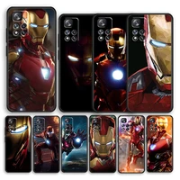 marvel iron man hot shockproof cover for xiaomi redmi note 11 10 11t 10s 9s 8 7 5g tpu soft silicone black phone case capa cover
