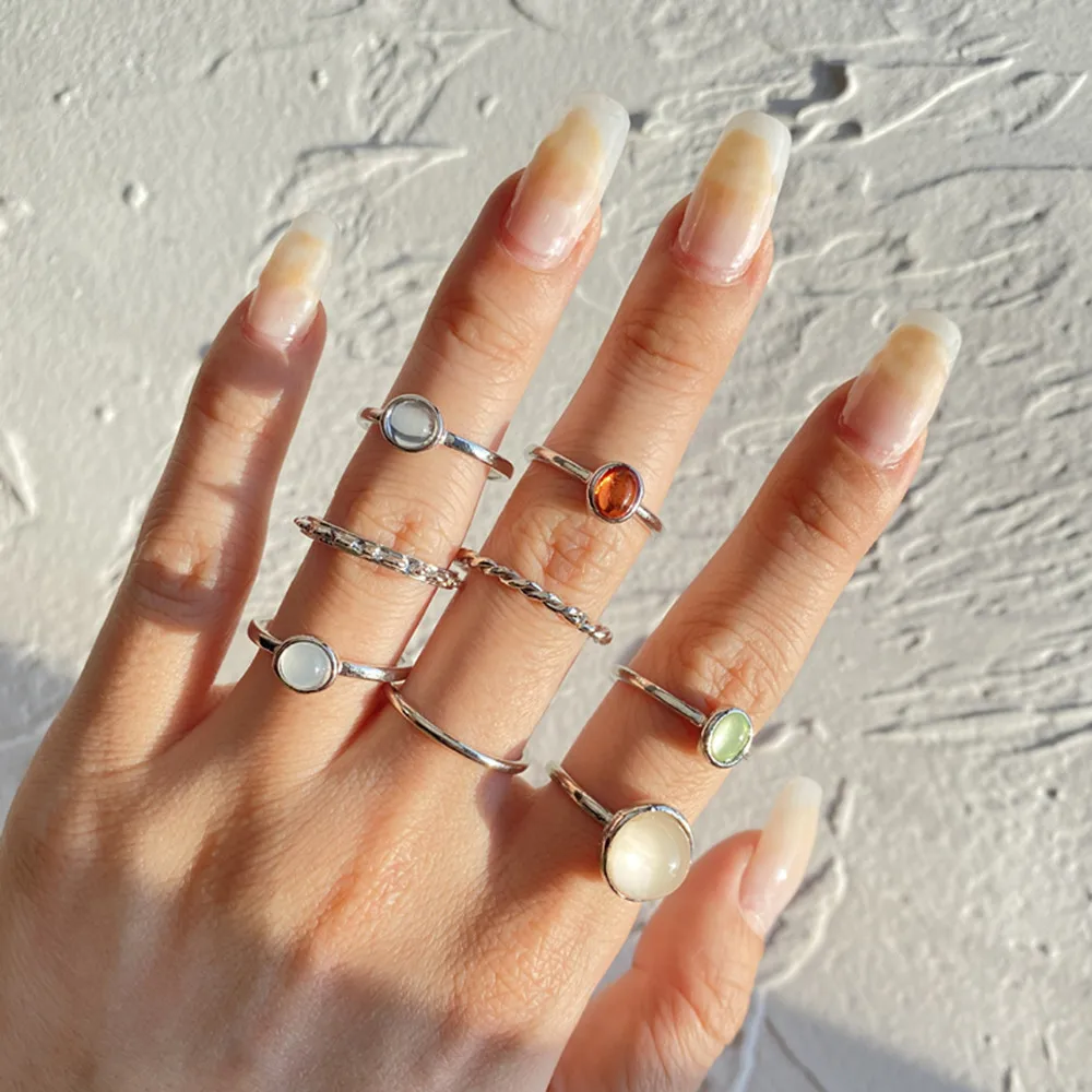 Набор колец с красочными камнями для женщин и девушек модные аксессуары в