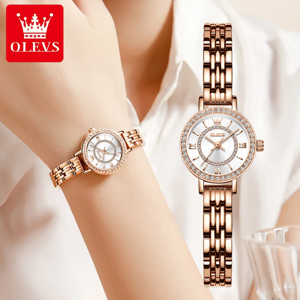 OLEVS Top Brand Luxury Watches For Women Waterproof Stainless Steel Ladies Wristwatch Rose Gold Quartz Watch Gift For Girl