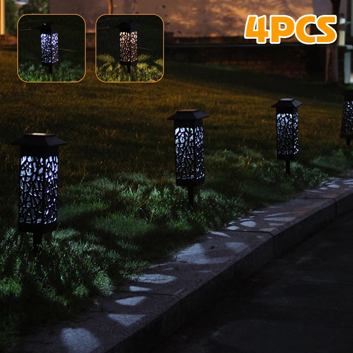 

Уличный садовый светильник на солнечной батарее с автоматическим включением/выключением, водонепроницаемый фонарь для газона с теплым/бел...