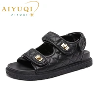 aiyuqi beach sandals women genuine leather 2022 new sneakers sandals women casual flat womens summer sandals