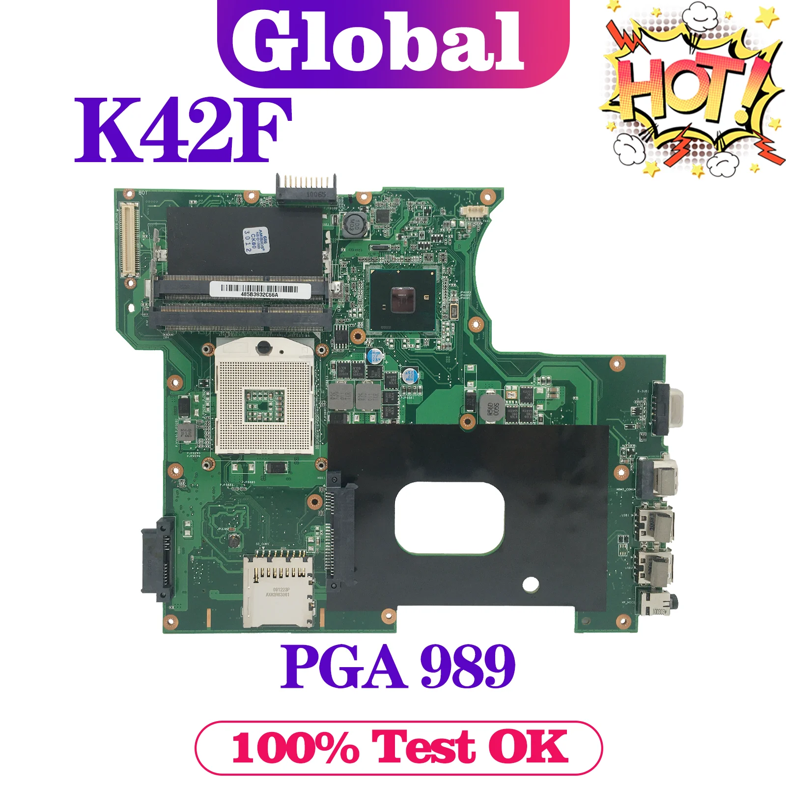 KEFU Notebook K42F Mainboard For ASUS X42F U42F A42F P42F Laptop Motherboard HM55 PGA-989 Main Board 100% Test OK