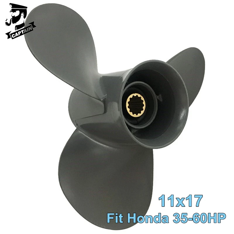 Captain Outboard Boat Propeller 11x17 Fit Honda Engines 35HP 40HP BF45A BF50D BF60A 13 Tooth Splines Aluminum Marine Propeller