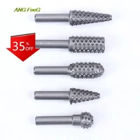 5pcs drill bits rasp set drill grinder drill rasp for woodworking carving tool 14 round shank rotary burr set drill bits
