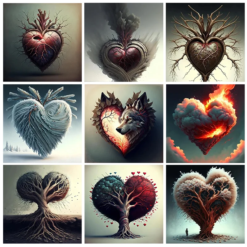 

Пейзаж 5D, алмазная живопись, искусство в форме сердца, инкрустированная бриллиантами, вышивка, живопись, украшение для дома