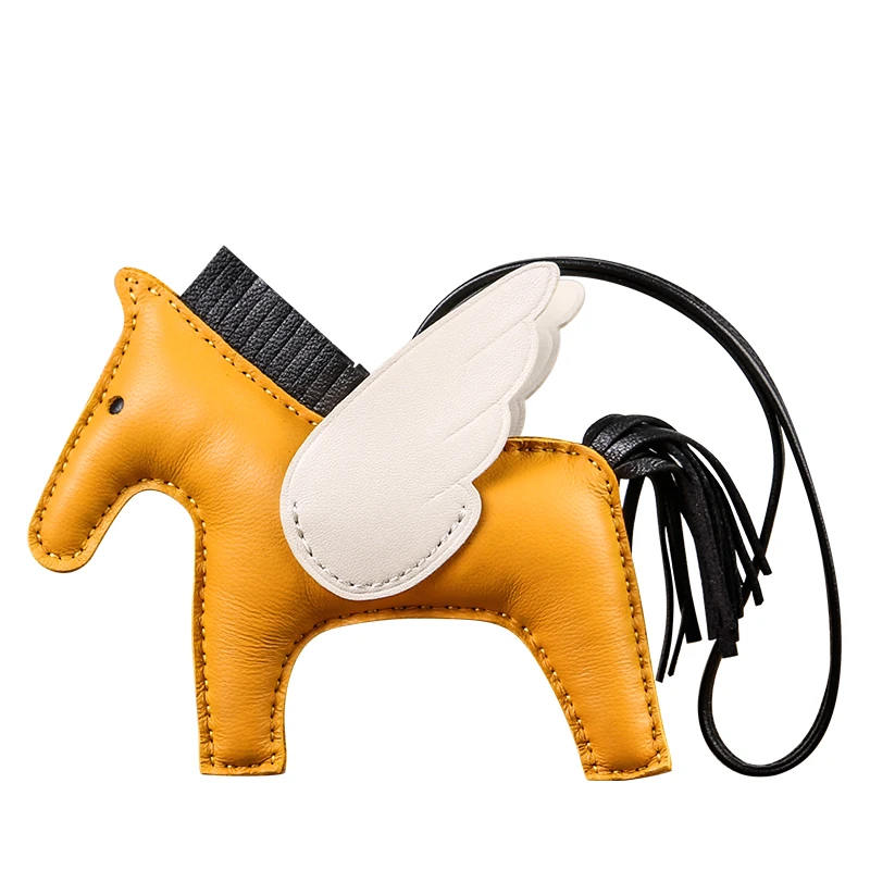 H family small Pegasus pendant hand-stitched bag pendant female leather tassel car small charm keychain pendant