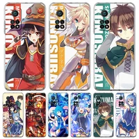 konosuba megumin anime phone case for xiaomi poco x3 nfc f3 m3 gt m4 mi 11 lite 5g ultra 11t 11x 12 pro 11i 12x soft clear cover