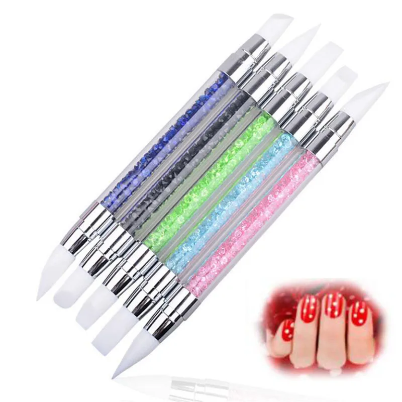 

Sdotter 1PC Dual-Ended 2 Ways Nail Art Silicone Sculpture Pen Carving DIY Painting Glitter Rhinestone Acrylic Manicure Dotting T