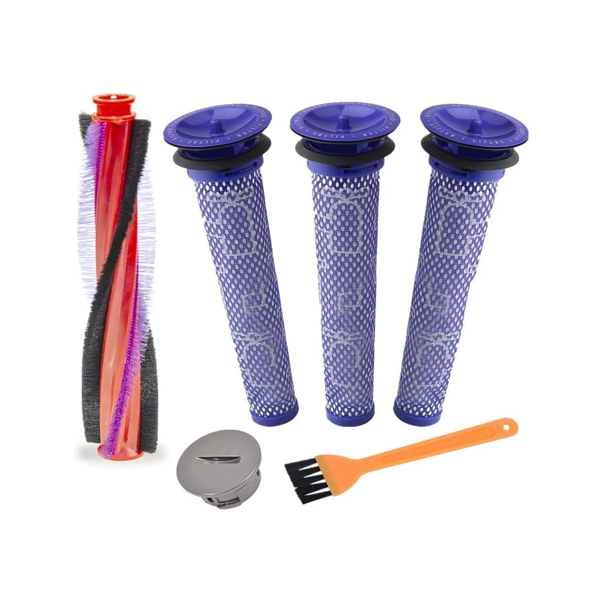 

225mm Soft Roller Cleaner Head Brush Bar Roller End Cap & Pre Filters Replacement for DYSON V6 DC59 DC62 SV03