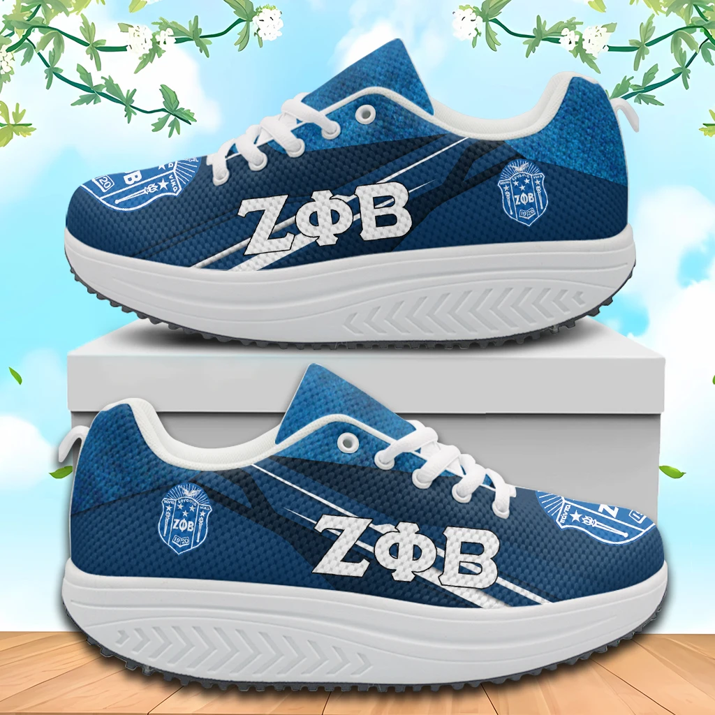 

INSTANTARTS Fashion Zeta Phi Beta Print Platform Swing Shoes for Women Casual Wedge Sneakers Light Lace-up Walking Footwear 2023