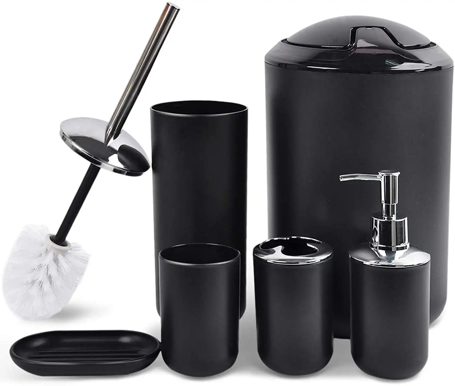 

6 Plastic Bathroom Linen & Accessory Set Bathroom Accessory