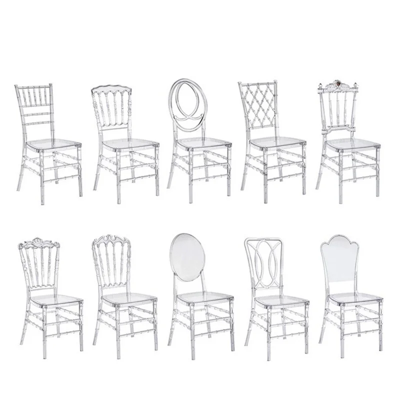 

50 Pcs Hot Transparent Crystal Chiavari Detachable Acrylic Resin Funiture Wedding Chair For Wedding Moment Or Hotel Party