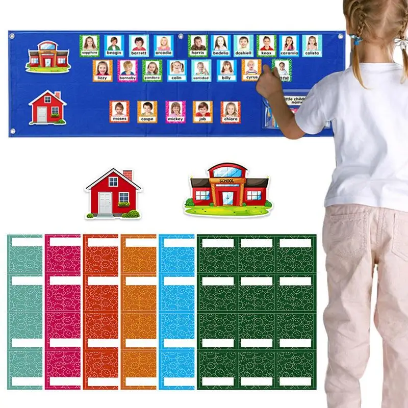 

Kid Attendance Pocket Chart Classroom Pocket 74 Cards Chart Sign In Hanging Bag Who Is Here Today For Teacher Preschool Supplies