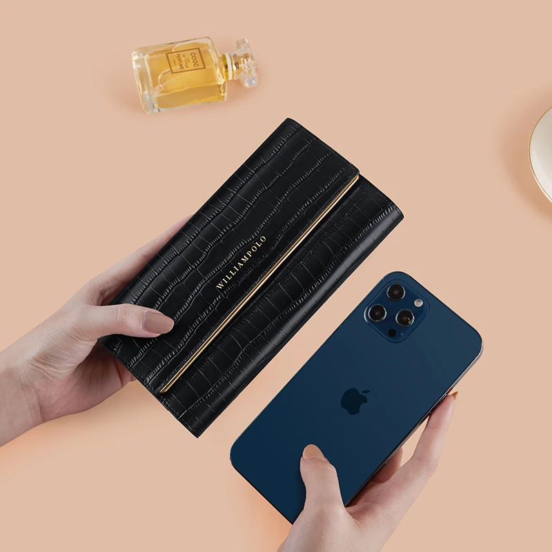 Длинный кошелек многофункциональный кожаный для женщин Модный ручной большой