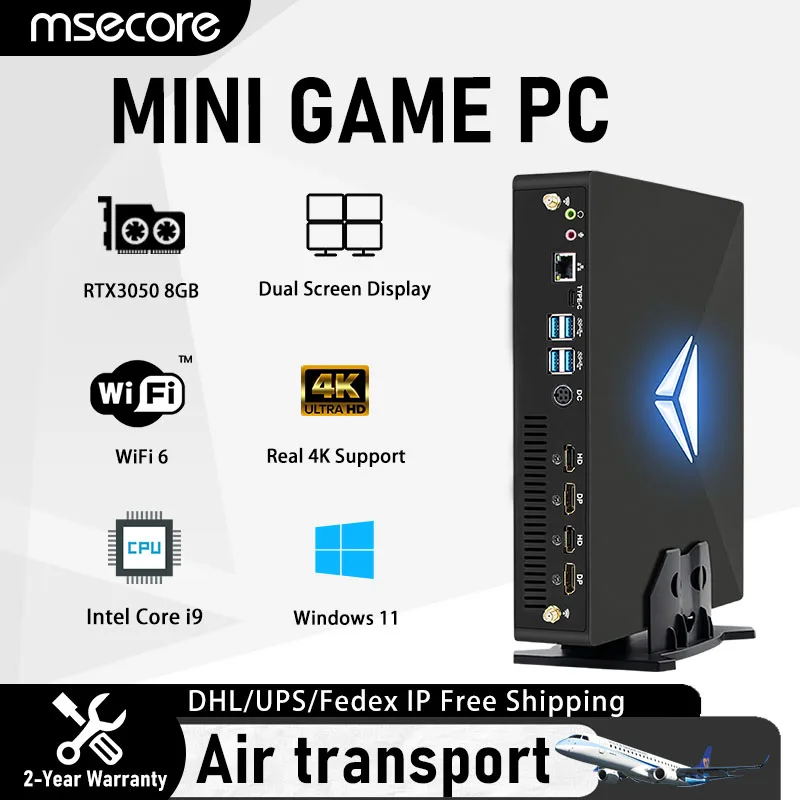 MSECORE MV200 Mini PC Windows 11 Intel Core i9 RTX3050 Dedicated Card Game Desktop Computer Multi-display Linux 8K Wifi6 BT5.1