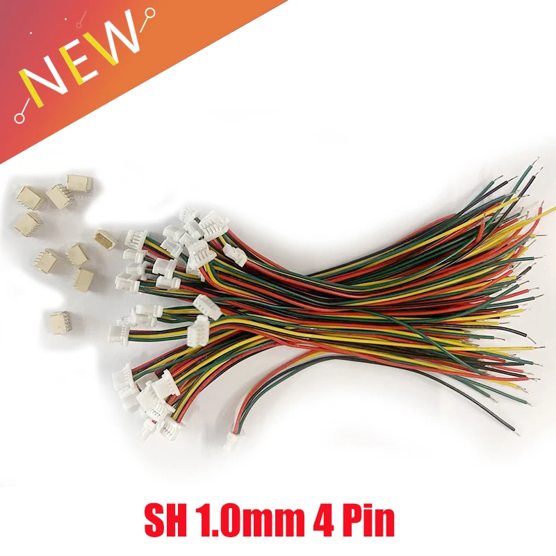 

20sets Mini Micro SH 1.0mm 4 Pin JST Connector with Wires Cables 100mm