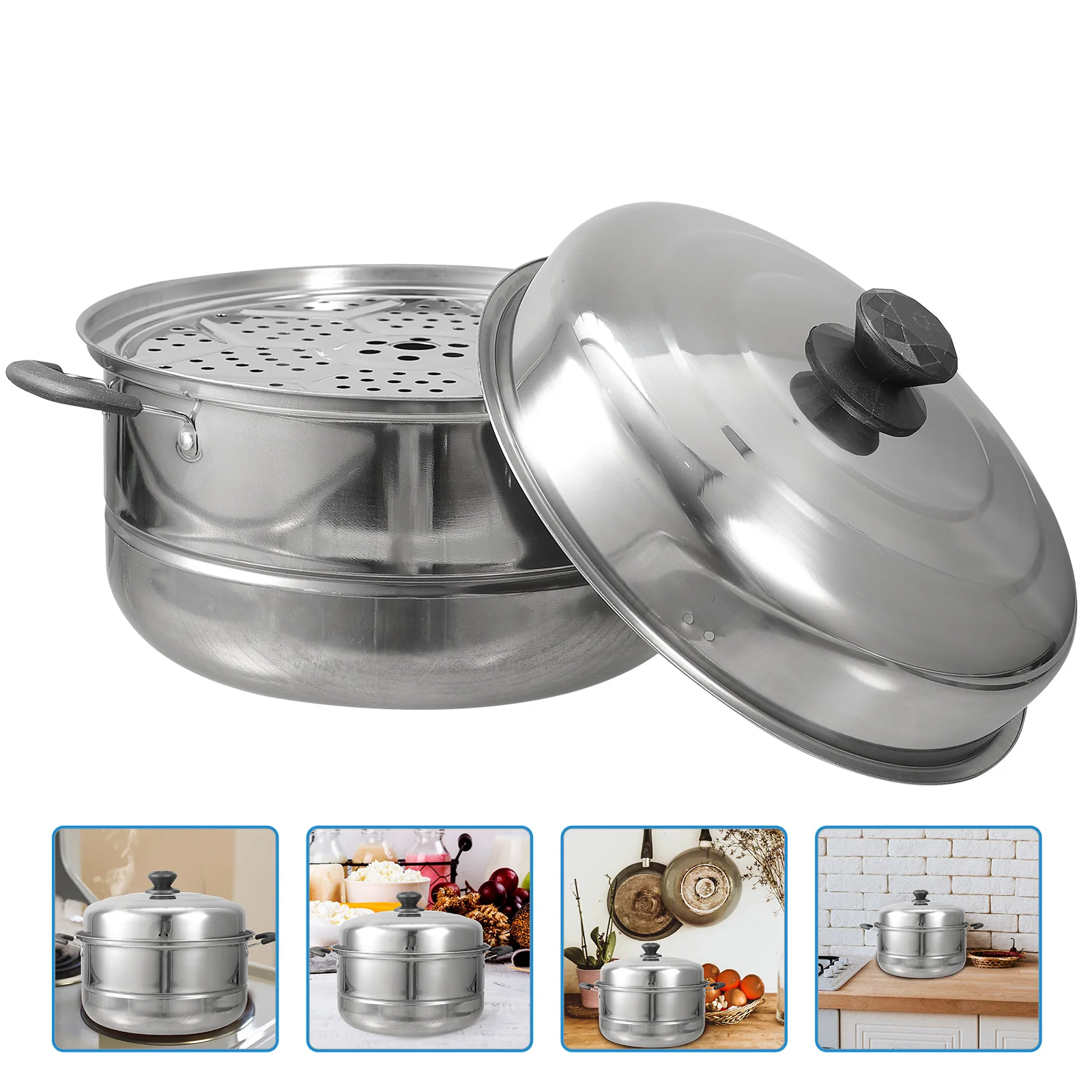 

Stainless Steel Steamer Double-layered Stockpot Food Kitchen Tools Japanese Cookware For cooking