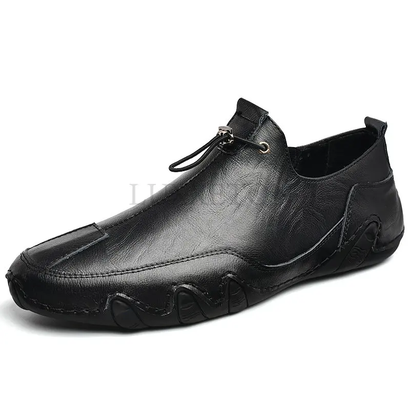 

Мужские повседневные кожаные лоферы высокого качества на плоской подошве мягсветильник слипоны модная обувь для вождения Серые кроссовки