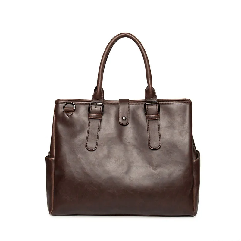 Brand Design Casual Men Briefcase Leather Business Bag Vintage Travel Men's Shoulder Messenger Bags Computer Laptop Bags