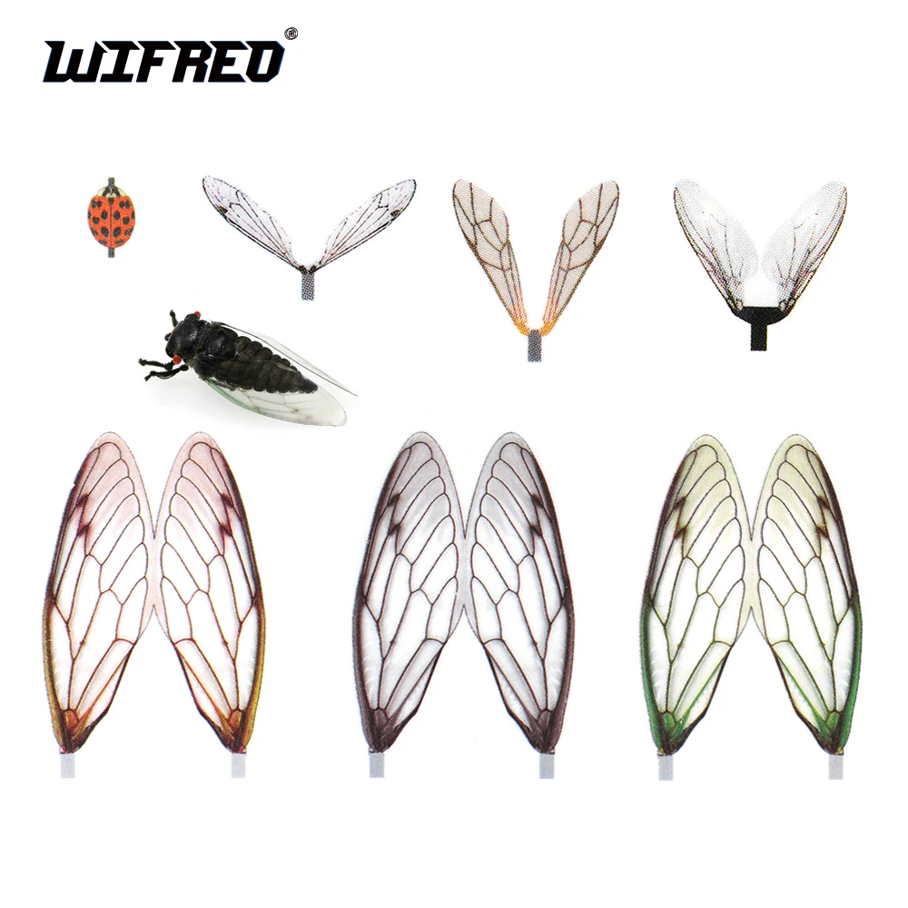 Wifreo 2 Packs Realistic Fly Wing Pre-cut Fly Tying Insect Wings Synthetic Stonefly Mayfly Bottle fly Trout Lure Tying Materials