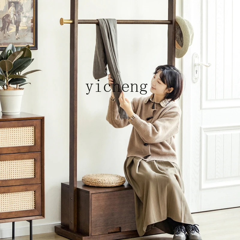 

XL Вешалка из цельной древесины, напольная вешалка для одежды, стойка для пальто для спальни B & B с выдвижным ящиком