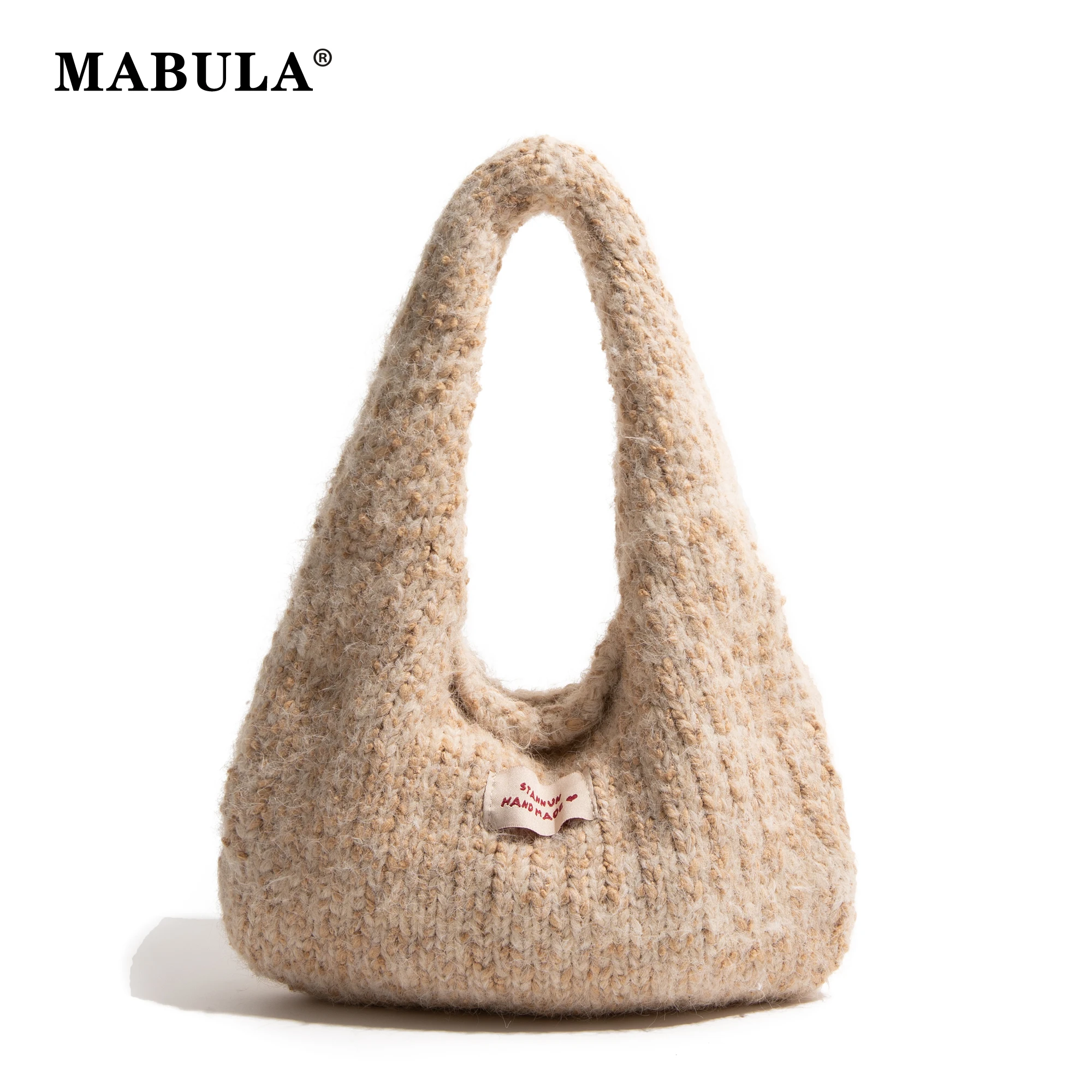 MABULA женская маленькая шерстяная вязаная сумка на плечо осень-зима сумка-тоут