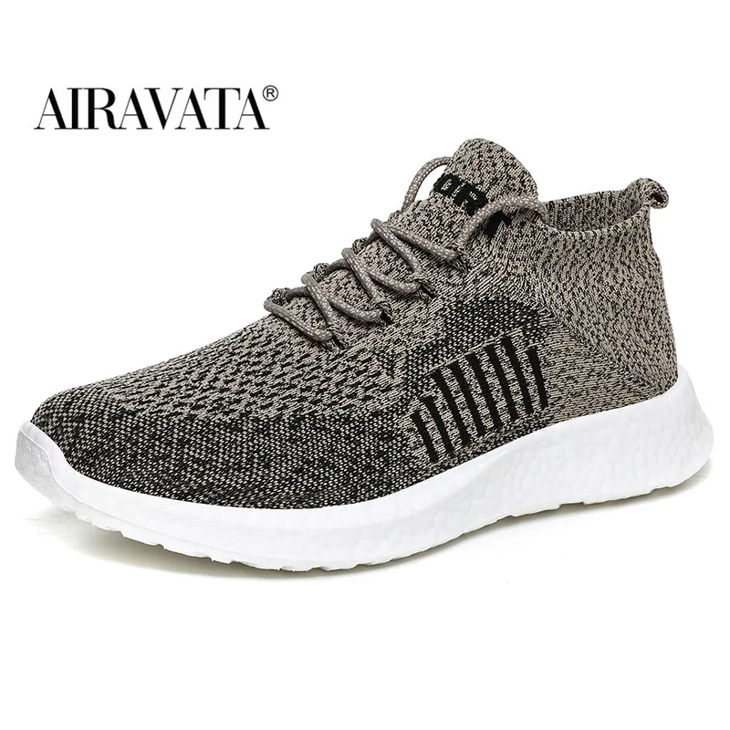 Men Sneakers Flat Running Shoes Mens Gym Shoes Sock Breathable Comfortable Knitted Flexible Sneakers Athletic Footwear