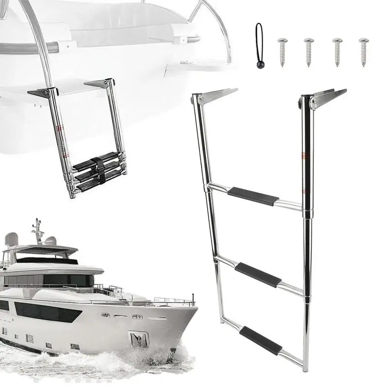 

Marine Boat Under Platform Ladder 4 Step Telescopic Boat Ladder Stylish Boarding Ladder For Marine Yacht Swimming Pool tools