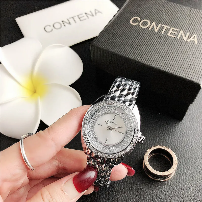 New brand Contena Luxury Gold Watch Women's Watch Rhinestone Women's Watch Women's Stainless steel quartz watch Women's Clock