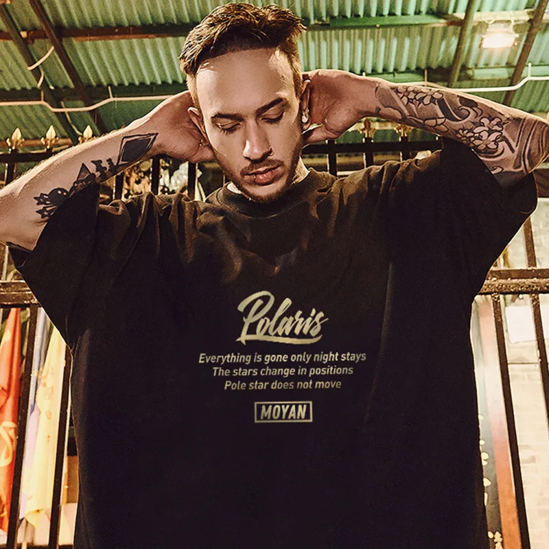 

Hip Hop Streetwear Oversize Tshirt 2022 Men Harajuku Letter Print T Shirt Spring Summer Short Sleeve T-Shirt Black