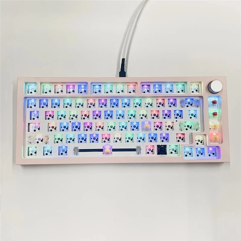 

Механическая клавиатура DK75 Hot Swap, программируемая RGB клавиатура, совместимая с 3/5 контактами для Cherry Gateron Kailh, клавиатура с циферблатом