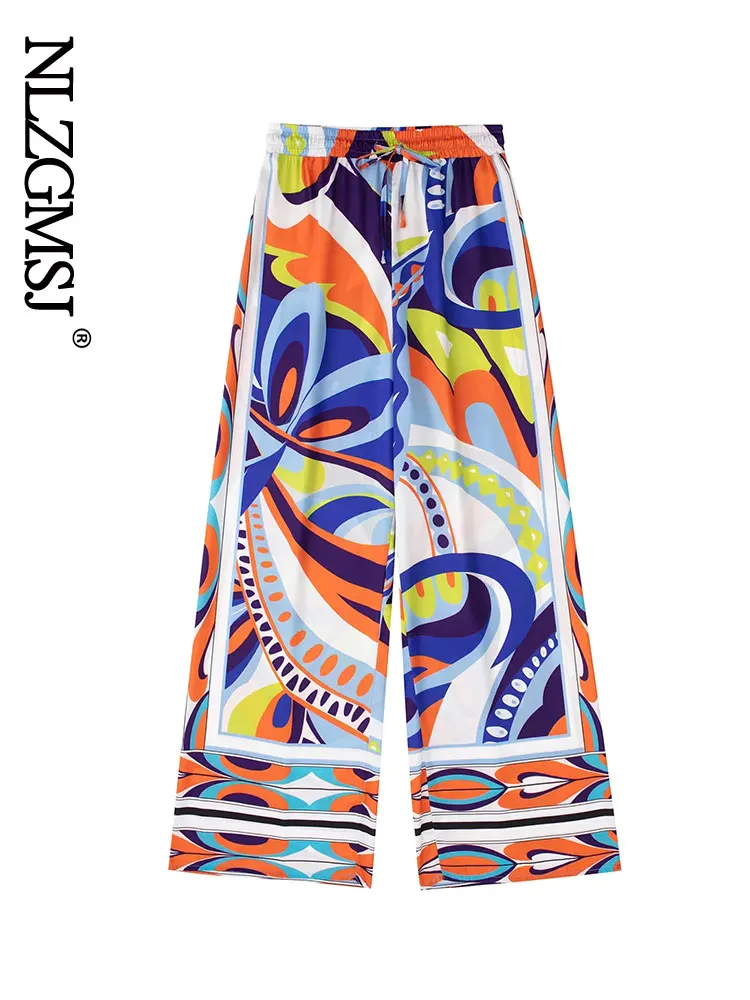 

Nlzgmsj Za 2022 Print Women Summer High Waist Shorts Women Fashion Streetwear Long Pants Women Beach Casual Trousers Female