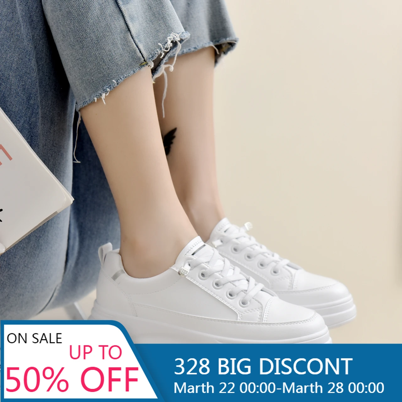 

Custom Logo Microfiber Leather Fashion Platform Women Causal Sneakers Shoes