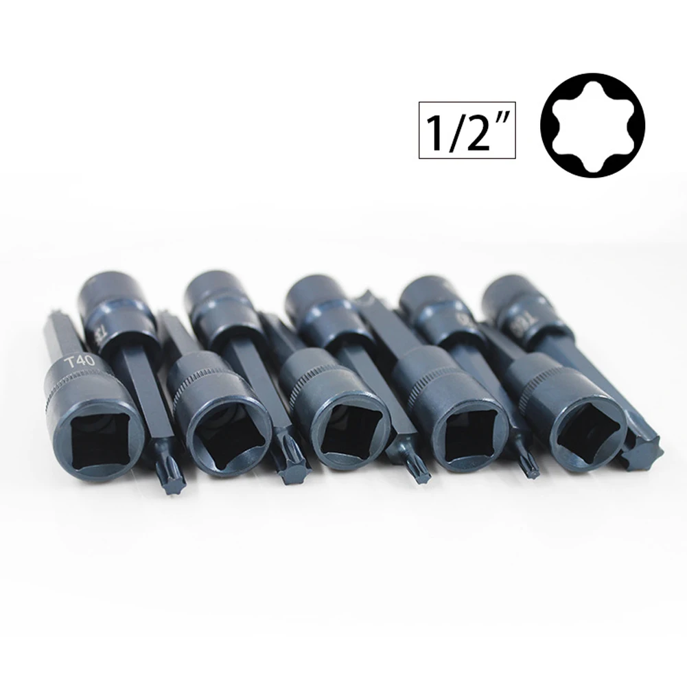 

1/2inch Hex Torx Screwdriver Bit Impact Drive Socket Adapter Head For Impact Wrench Socket Adapter Hand Tool T20-T70