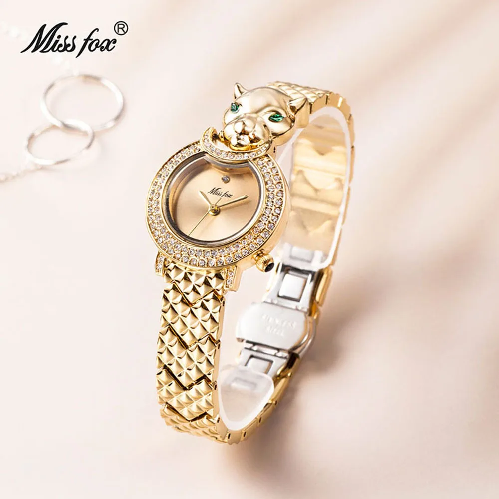 

Женские Элегантные часы с леопардовым принтом, роскошные брендовые золотые часы для женщин, водонепроницаемые аналоговые кварцевые часы, новинка 2023