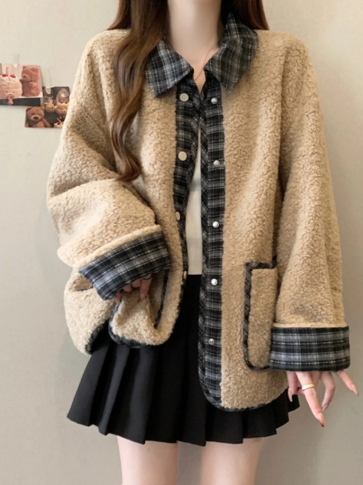 Майяра больших размеров меховая интегрированная верхняя одежда из овечьей