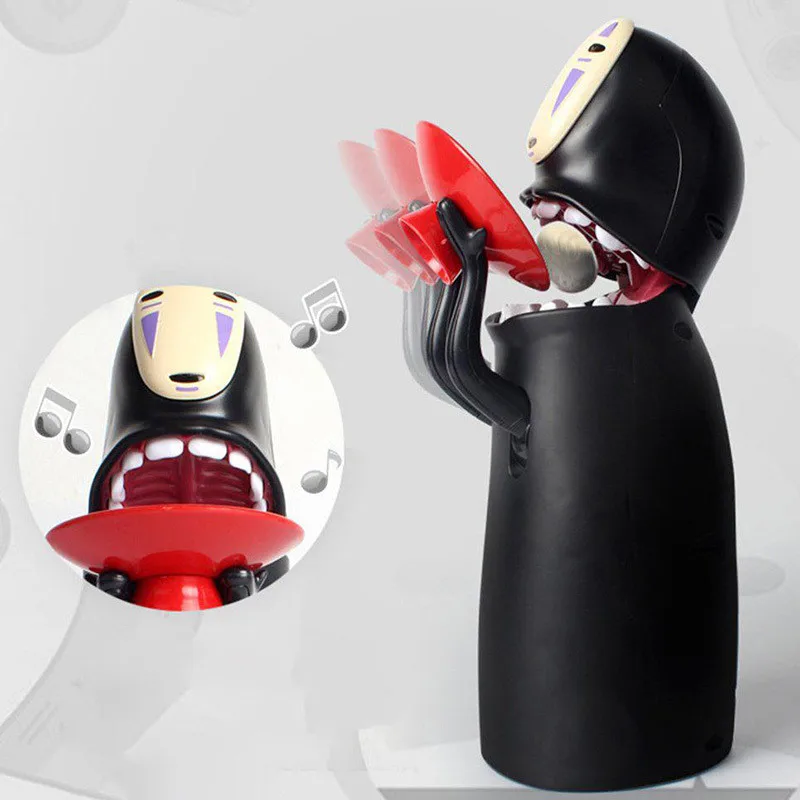

Spirited Away Cute Edition No Face Man Piggy Bank Automatic Eat Coin Model Toys Pvc Statue Figurine Room Ornament Birthday Gif
