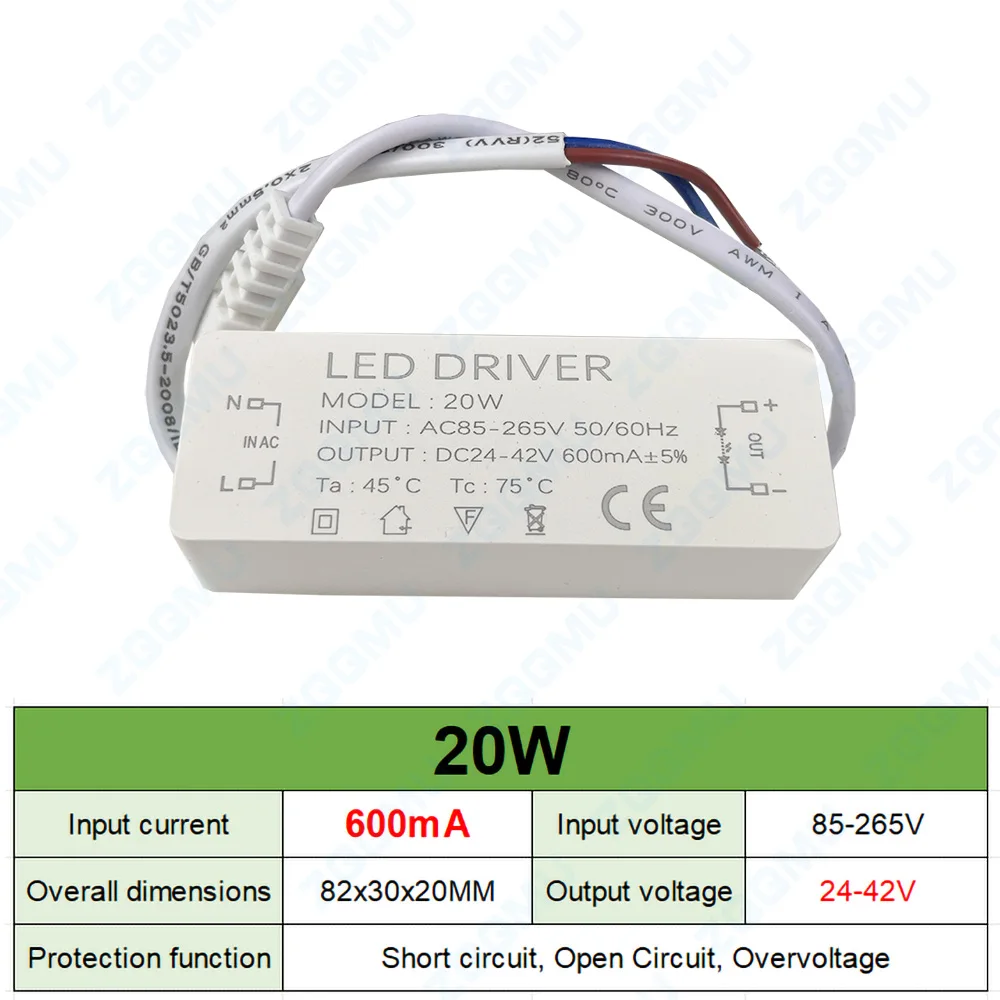

Светодиодный драйвер постоянного тока 12 Вт 20 Вт 30 Вт Выходная мощность 33-12 В 9-18 В 12-26 В 24-46 В 36-56 В 54-85 В 75-126 В 24-38 В 36-65 В Корпус драйвера