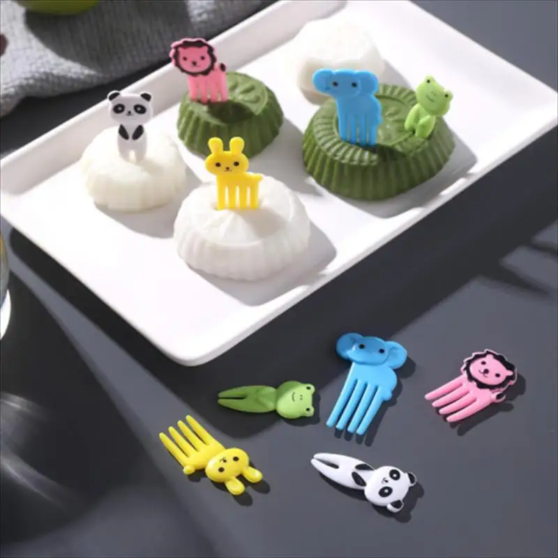 

0pcs/set Fruit Forks Mini Cartoon Food Stick Fork Toothpick Kids Cake Snack Dessert Bento Lunch Box Accessory Decor