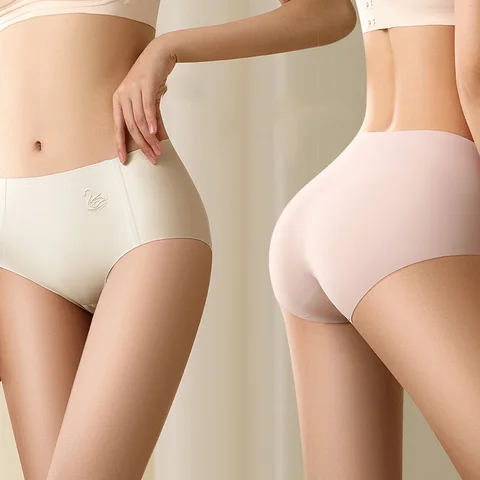 Women's Panties Ice Silk Seamless Underwear Female Briefs Mid-Rise Lady Fitness Sports Panty Woman Intimates Lingerie