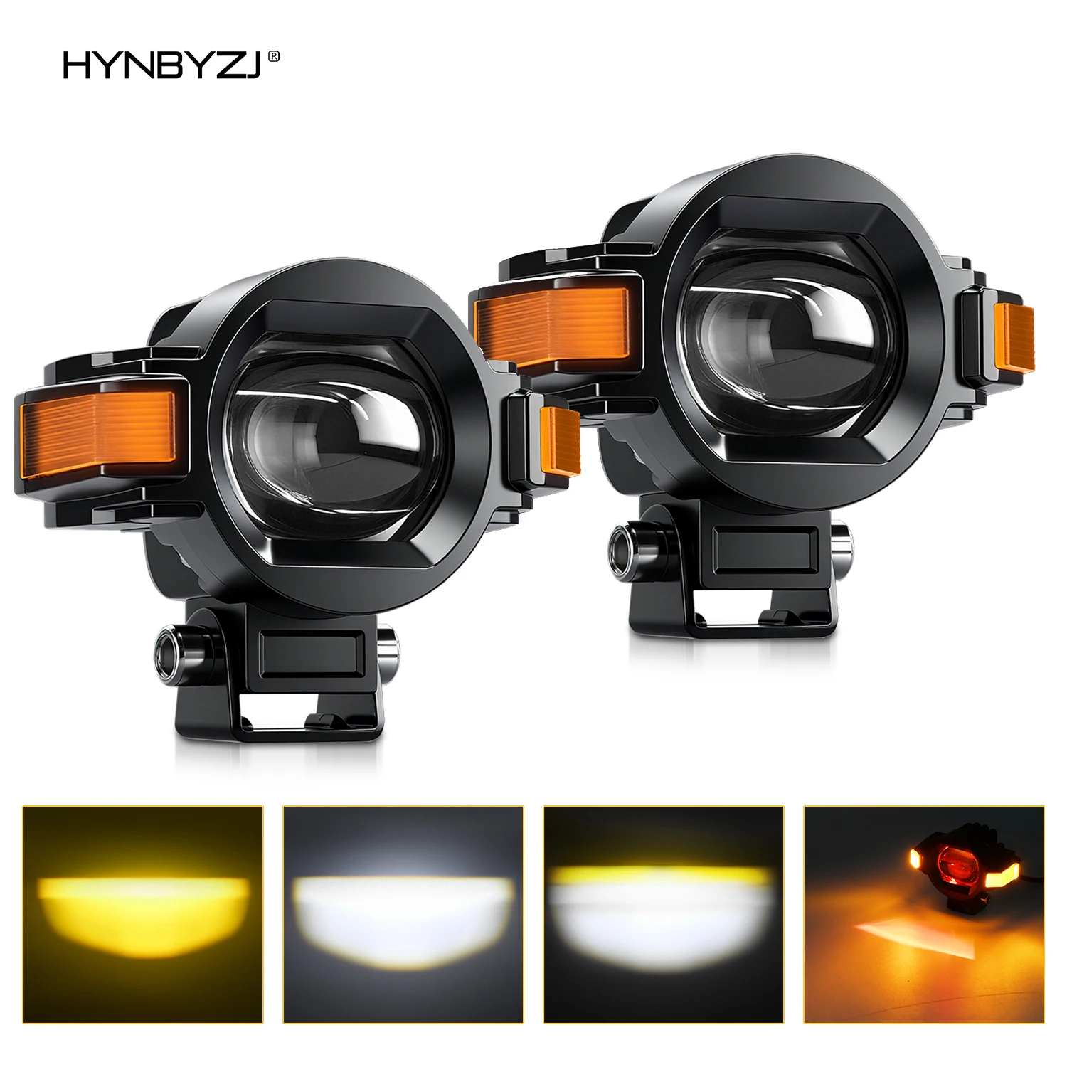 Фото HYNBYZJ 180W Мощный мотоциклетный прожектор 6000K, белый свет, 22000LM, высокая яркость, дневные ходовые огни, противотуманные фары №1