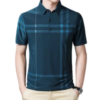 business polo shirt men summer new casual loose breathable anti wrinkle short sleeved plaid men polo shirt men tops