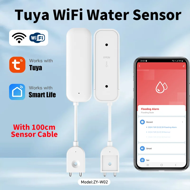 Tuya Smart WIFI датчик утечки воды сигнализация детектор уровня наводнения приложение