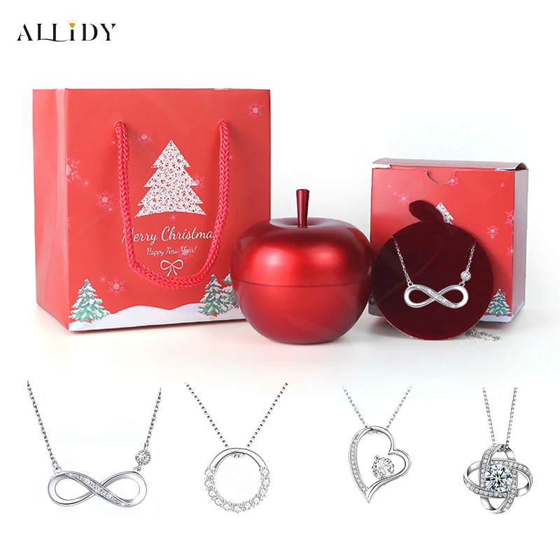 Рождественский подарок Яблоко Шкатулка для драгоценностей с ожерельем