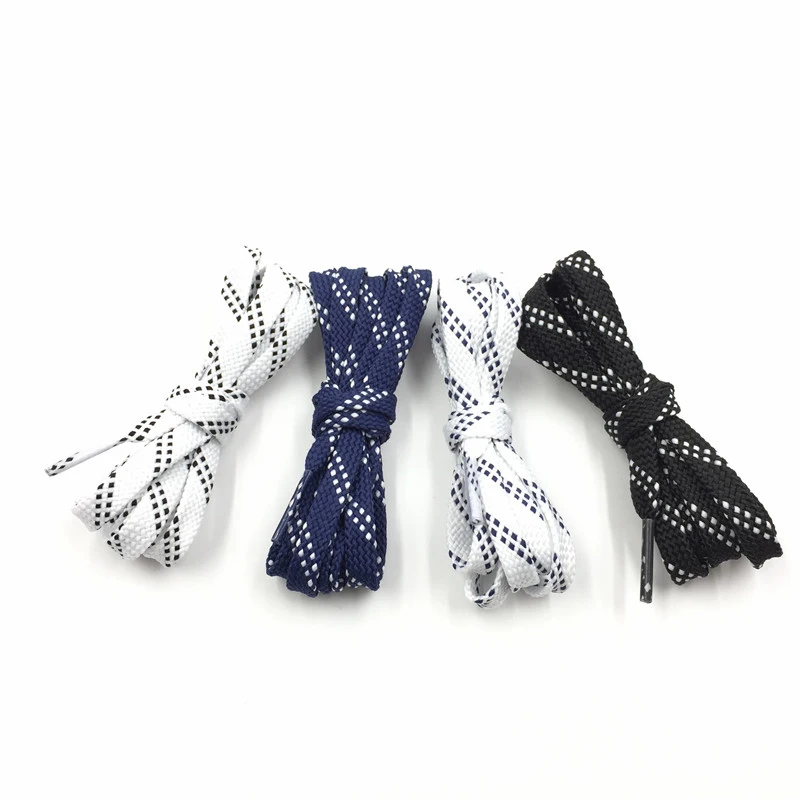 Weiou Double Layer 0.8cm Classic Kids Adult Black White Athletic Sport Flat Shoelaces For Sneakers Bootlaces Unisex Shoe Laces