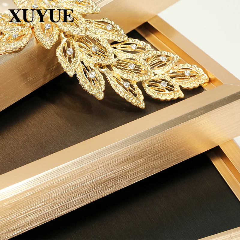 Gold Color Metal Frame Blank Jewelry Display Tray Necklack Ring Show Props Bracelet Pendant Organizer Box For Jewelry Shop