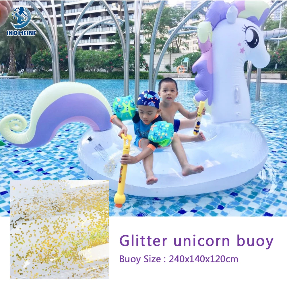 Glitter Unicorn Buoy Inflatable pool floats water floating islands Adults/Children Swimming Water Party Toys Accessories