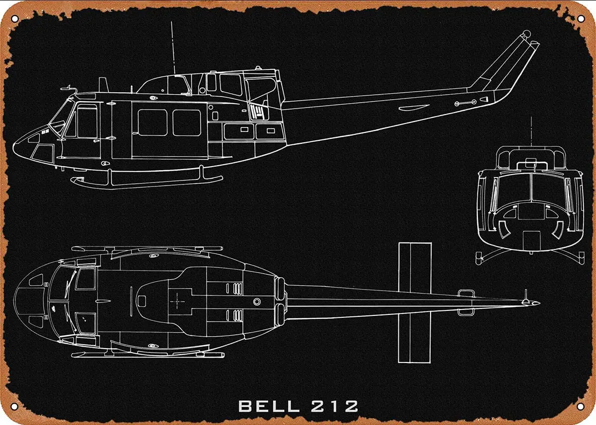 

Bell 212 Metal Tin Sign Wall Decor Man Cave Military Fan Gift Home Bar Pub Decorative Military Posters 12x8 Inch