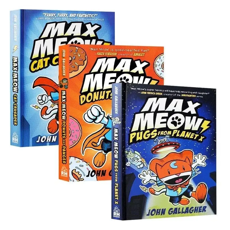 Английская книга Max Meow Marx Cat 1-3 объема полноцветная комиксная с рисунком веселые