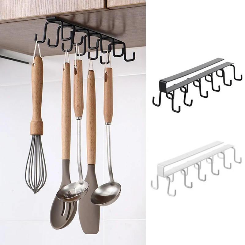 

1PC Double-row Hook Punch-free Hanging Cup Holder Home Cupboard Shelf Closet Clothes Mug Shelf Wardrobe Holder Kitchen Gadgets